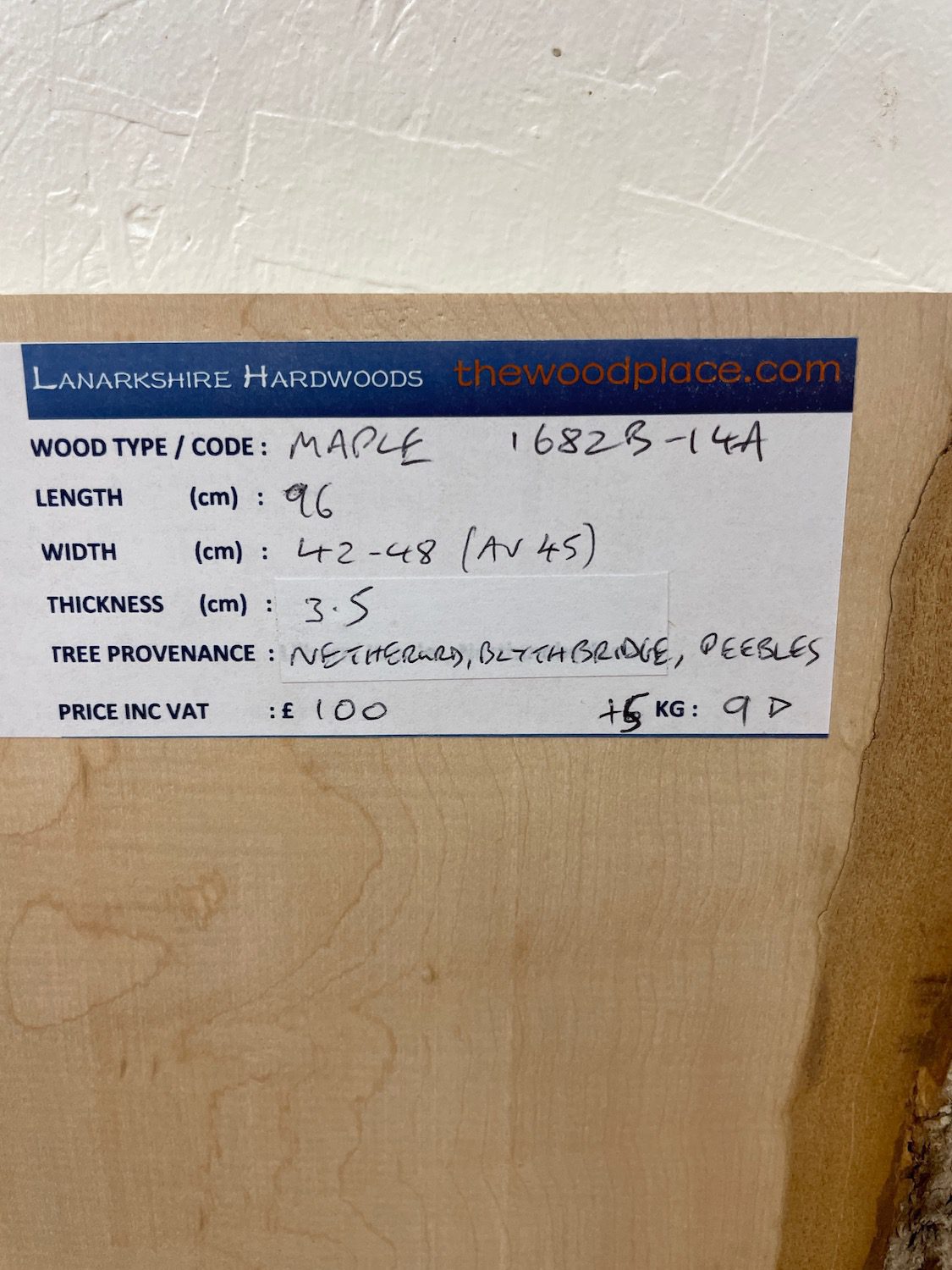 FIGURED MAPLE Waney Edge Slab Planed Finish Hardwood Board 1682B-14A Thickness 3.5cm Kiln Dried Seasoned Live Edge Decorative Board Offcut - Image 3