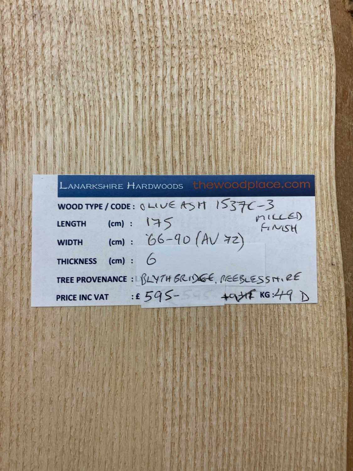ASH Natural Waney Edge Slab Milled Finish Hardwood Board 1537C-3 Thickness 6cm Kiln Dried Seasoned Live Edge Desktops Coffee Tabletops Wildwood - Image 3