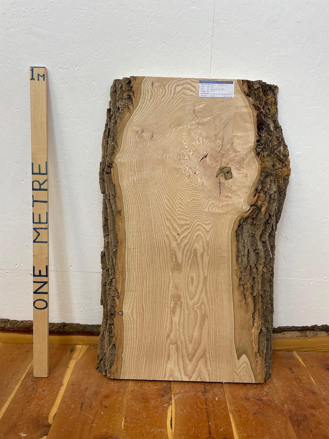 ASH Natural Waney Edge Slab Milled Finish Hardwood Board 1537A-1-1 Thickness 6.5cm Kiln Dried Seasoned Live Edge Desktops Coffee Tabletops Wildwood