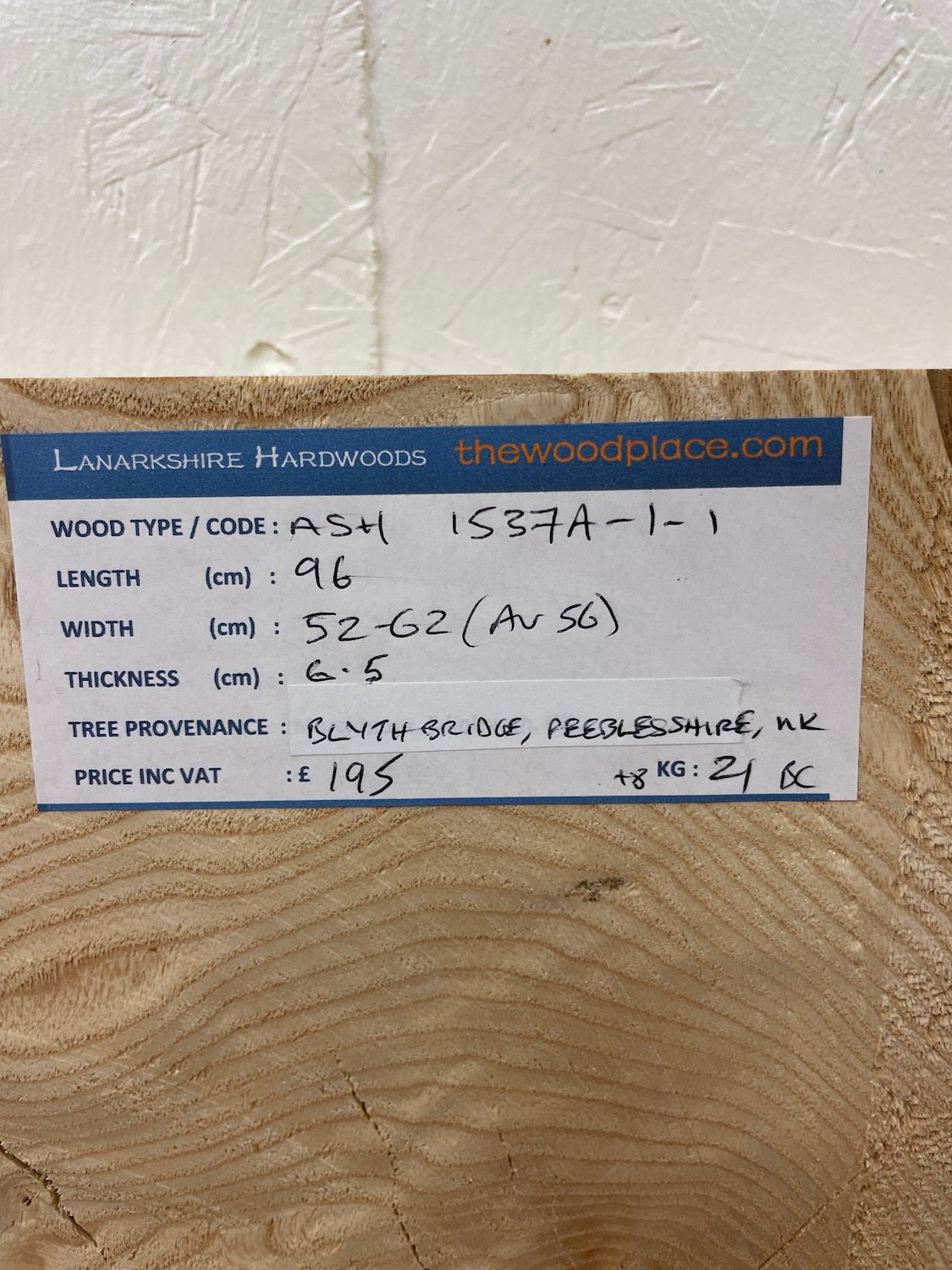 ASH Natural Waney Edge Slab Milled Finish Hardwood Board 1537A-1-1 Thickness 6.5cm Kiln Dried Seasoned Live Edge Desktops Coffee Tabletops Wildwood - Image 3