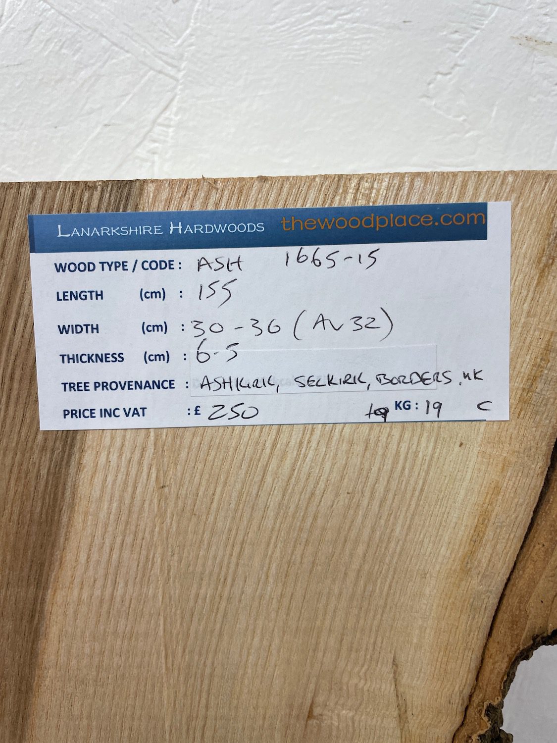 ASH Single Waney Natural Edge PLANED Finish Hardwood Board 1665-15 Thickness 6.5cm Kiln Dried Seasoned Live Edge Shelves Mantels - Image 3