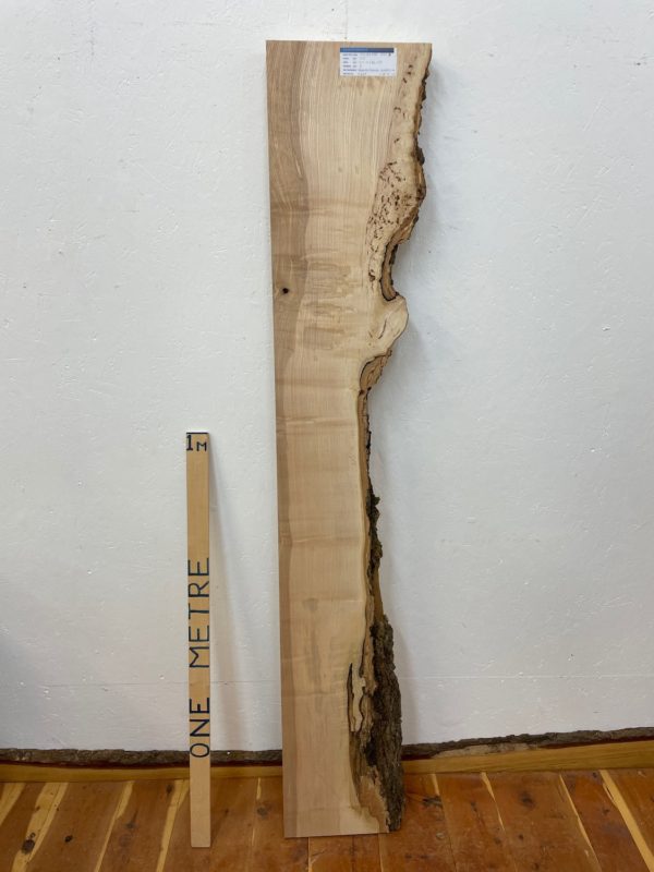 FIGURED ASH Single Waney Natural Edge PLANED Finish Hardwood Board 1665-19 Thickness 6 Kiln Dried Seasoned Live Edge Shelves Mantels