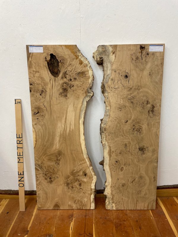 BURRY FIGURED OAK River Table Set Single Waney Edge Slabs Planed Finish Hardwood Boards 1322-5A/5B Thickness 4cm Kiln Dried Seasoned Live Edge Epoxy Resin Projects Wildwood Desktop Tabletop Wallart Coffee TableTop