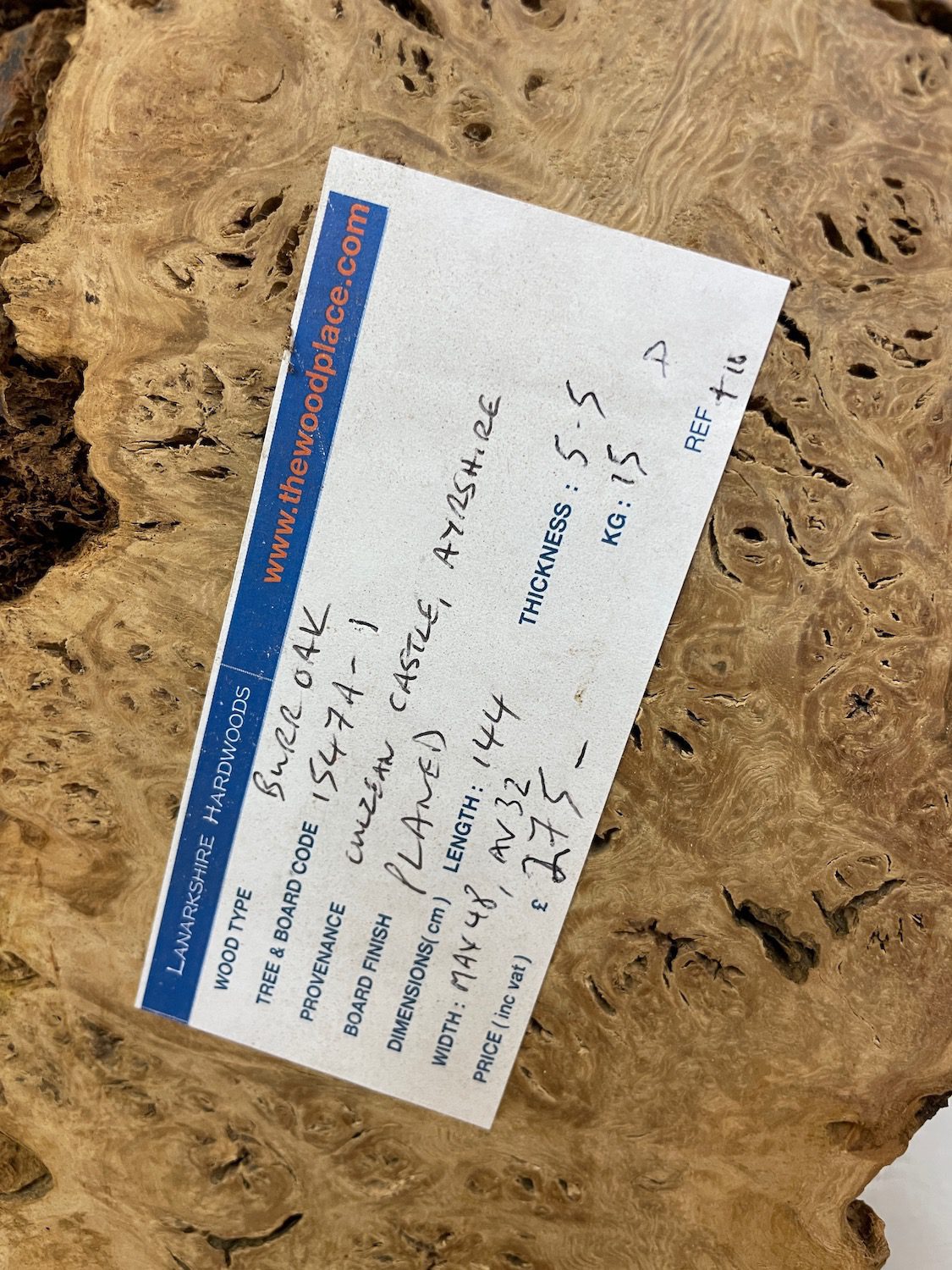 BURR OAK Waney Edge Slab Planed Finish Hardwood Board 1547A-1 Thickness 5.5cm Kiln Dried Seasoned Live Edge Decorative Board Wildwood - Image 3