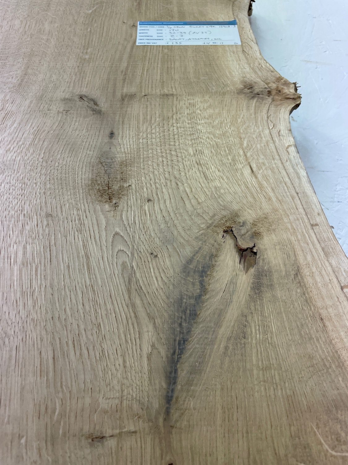 BURRY QUARTER SAWN OAK Natural Waney Edge Slab Planed Finish Hardwood Board 1690A-5 Thickness 2.7cm Kiln Dried Seasoned Live Edge - Image 9