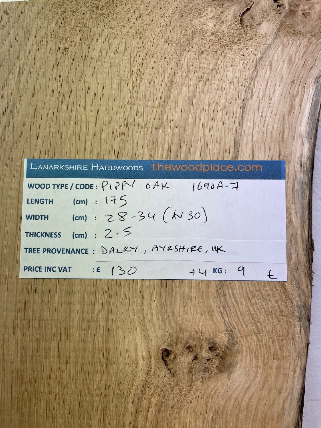 PIPPY OAK Natural Waney Edge Slab Planed Finish Hardwood Board 1690A-7 Thickness 2.5cm Kiln Dried Seasoned Live Edge Wildwood Wallart - Image 3