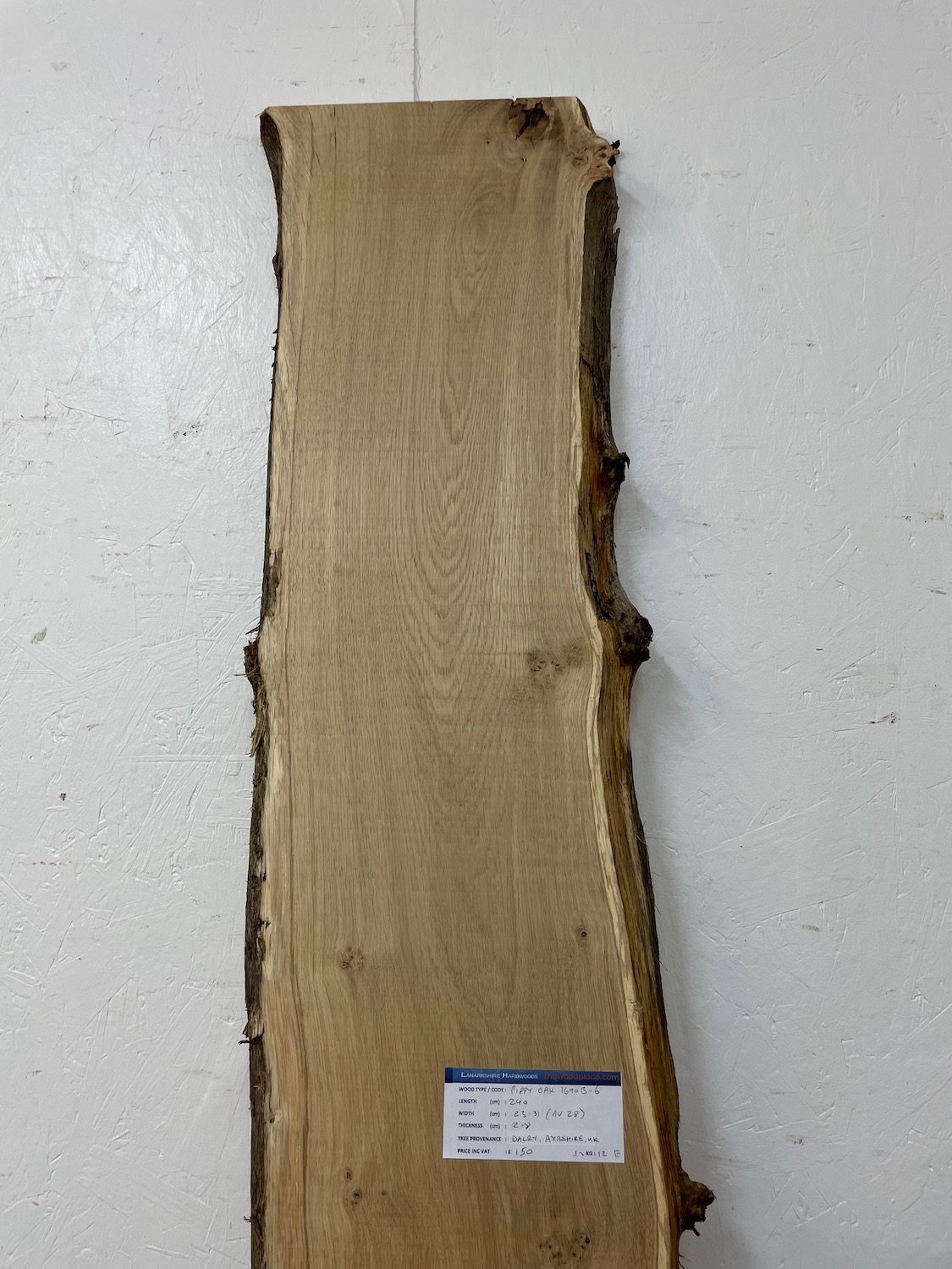 PIPPY OAK Natural Waney Edge Slab Planed Finish Hardwood Board 1690B-6 Thickness 2.8cm Kiln Dried Seasoned Live Edge Wildwood Wallart - Image 4