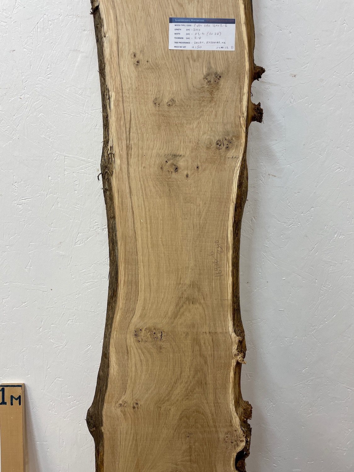 PIPPY OAK Natural Waney Edge Slab Planed Finish Hardwood Board 1690B-6 Thickness 2.8cm Kiln Dried Seasoned Live Edge Wildwood Wallart - Image 5