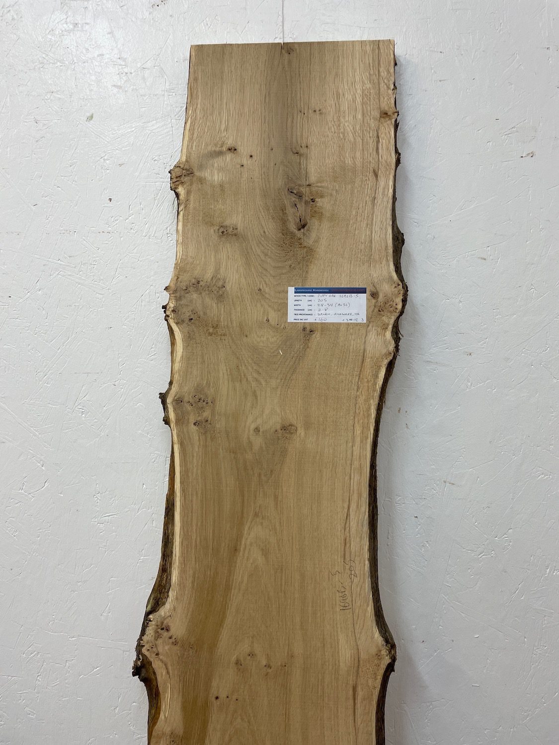 PIPPY OAK Natural Waney Edge Slab Planed Finish Hardwood Board 1690B-5 Thickness 2.8cm Kiln Dried Seasoned Live Edge - Image 4