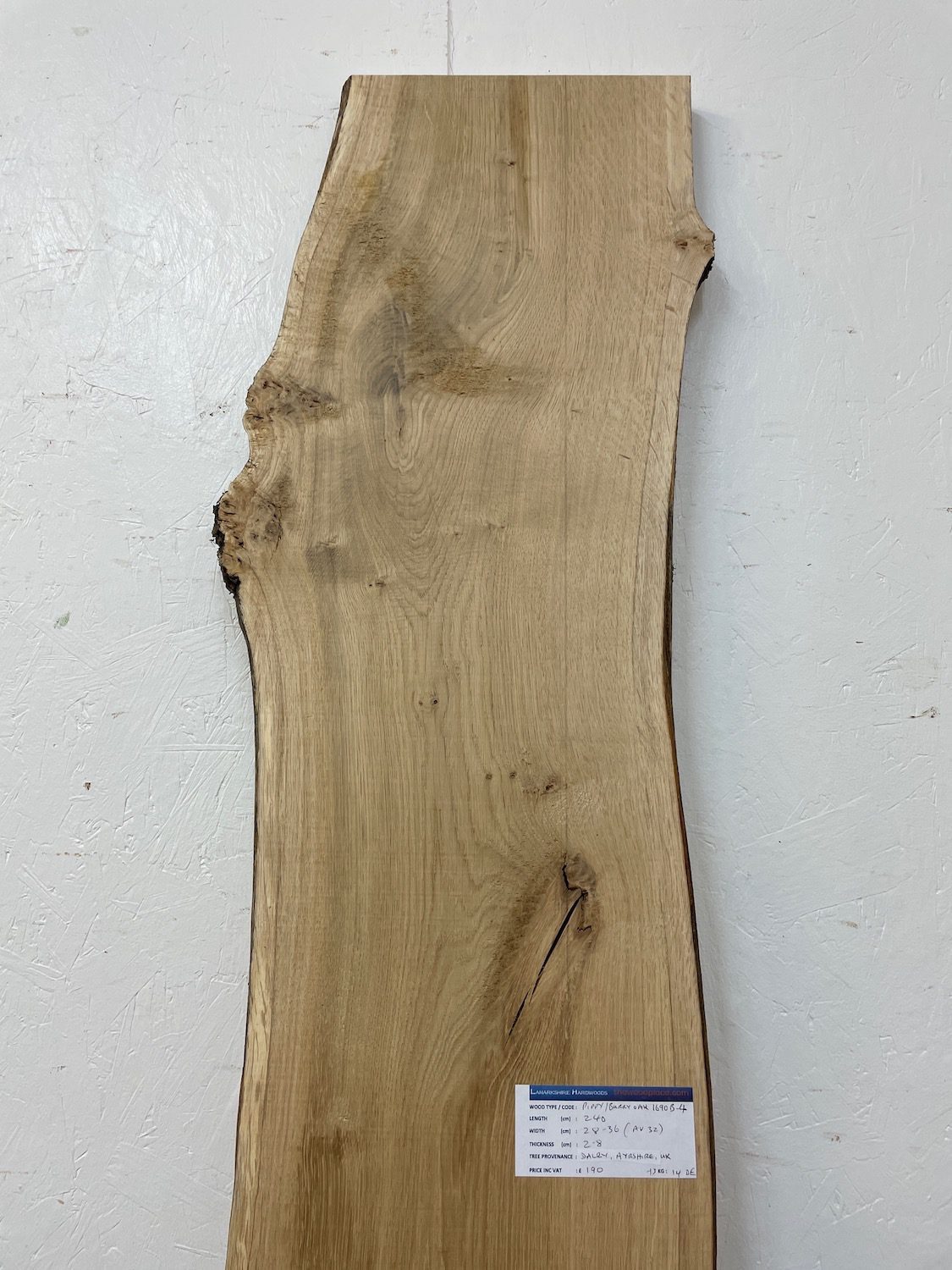 PIPPY OAK Natural Waney Edge Slab Planed Finish Hardwood Board 1690B-4 Thickness 2.8cm Kiln Dried Seasoned Live Edge Wildwood - Image 4