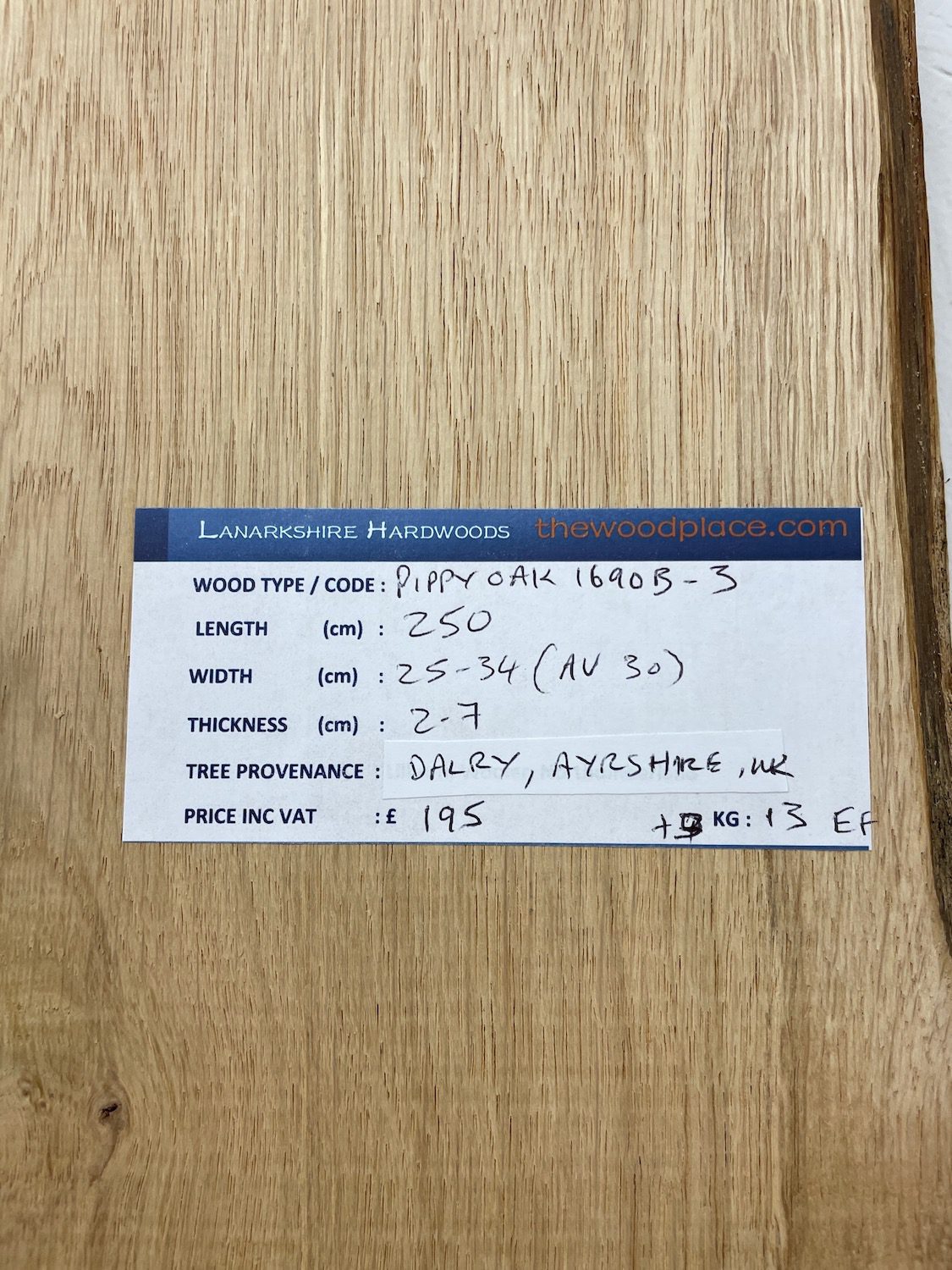 PIPPY OAK Natural Waney Edge Slab Planed Finish Hardwood Board 1690B-3 Thickness 2.7cm Kiln Dried Seasoned Live Edge Wildwood Wallart - Image 3