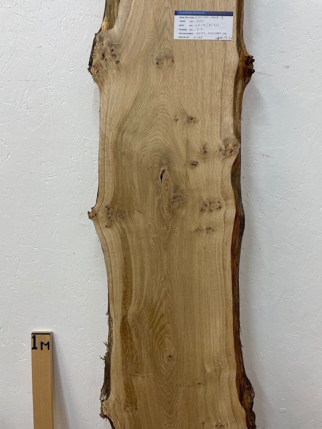 PIPPY OAK Natural Waney Edge Slab Planed Finish Hardwood Board 1690B-3 Thickness 2.7cm Kiln Dried Seasoned Live Edge Wildwood Wallart - Image 5