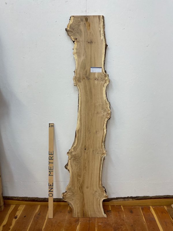 BURRY OAK Natural Waney Edge Slab Planed Finish Hardwood Board 1693-3 Thickness 2.4cm Kiln Dried Seasoned Live Edge Wildwood Wallart