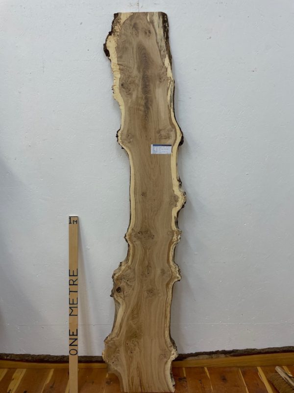 BURRY OAK Natural Waney Edge Slab Planed Finish Hardwood Board 1693-2 Thickness 2.4cm Kiln Dried Seasoned Live Edge Wildwood Wallart