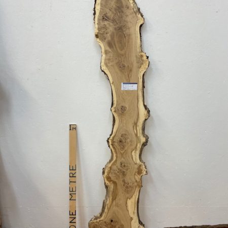 BURRY OAK Natural Waney Edge Slab Planed Finish Hardwood Board 1693-1 Thickness 2.4cm Kiln Dried Seasoned Live Edge Wildwood Wallart