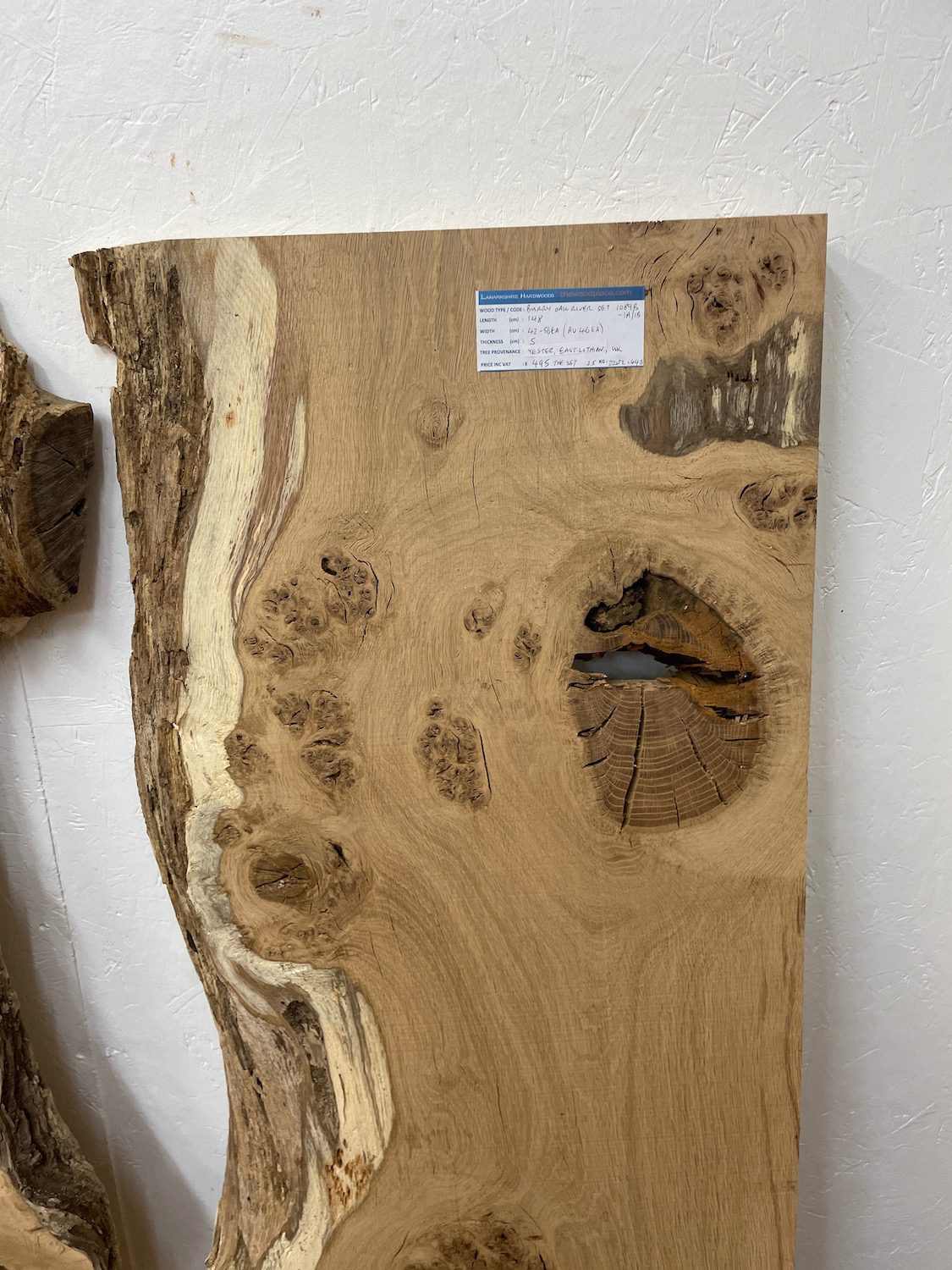 BURRY FIGURED OAK River Table Set Single Waney Edge Slabs Planed Finish Hardwood Boards 1089B-1A/1B Thickness 5cm Kiln Dried Seasoned Live Edge Epoxy Resin Projects Wildwood Desktop Tabletop Wallart Coffee TableTop - Image 5