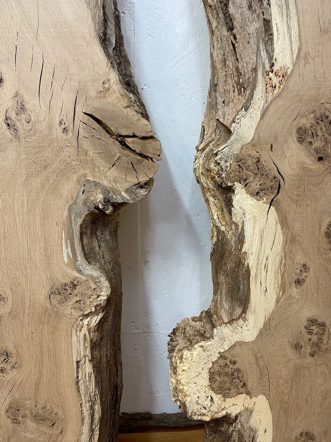 BURRY FIGURED OAK River Table Set Single Waney Edge Slabs Planed Finish Hardwood Boards 1089B-1A/1B Thickness 5cm Kiln Dried Seasoned Live Edge Epoxy Resin Projects Wildwood Desktop Tabletop Wallart Coffee TableTop - Image 7