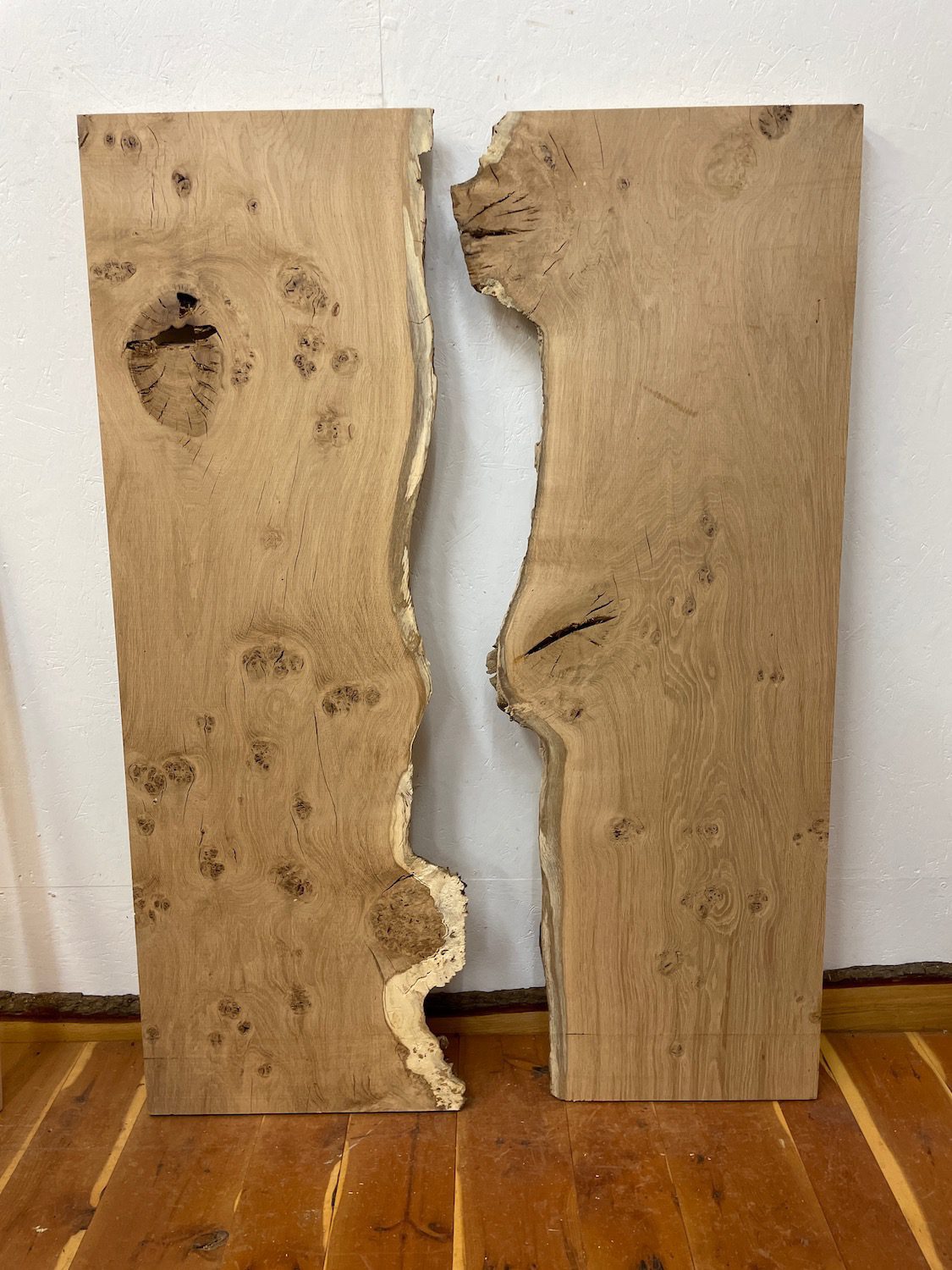 BURRY FIGURED OAK River Table Set Single Waney Edge Slabs Planed Finish Hardwood Boards 1089B-1A/1B Thickness 5cm Kiln Dried Seasoned Live Edge Epoxy Resin Projects Wildwood Desktop Tabletop Wallart Coffee TableTop - Image 19
