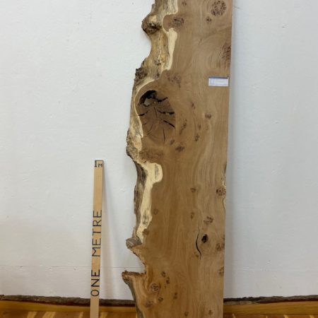 BURRY OAK Single Waney Natural Live Edge Slab Planed Finish Hardwood Board 1089B-3 Thickness 5cm Kiln Dried Seasoned Decorative Board Shelf