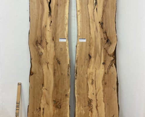 SPALTED BEECH Bookmatched River Table Set Double Waney Edge Slabs Milled Finish Hardwood Boards 1657-3/4 Thickness 6cm Kiln Dried Seasoned Live Edge Epoxy Resin Projects Wildwood Desktops Dining Tabletops Worktops