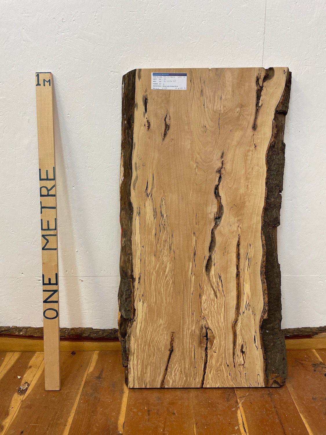 SPALTED BEECH Natural Waney Edge Slab Milled Finish Hardwood Board 1657-1A Thickness 6cm Kiln Dried Seasoned Live Edge Coffee Tabletops
