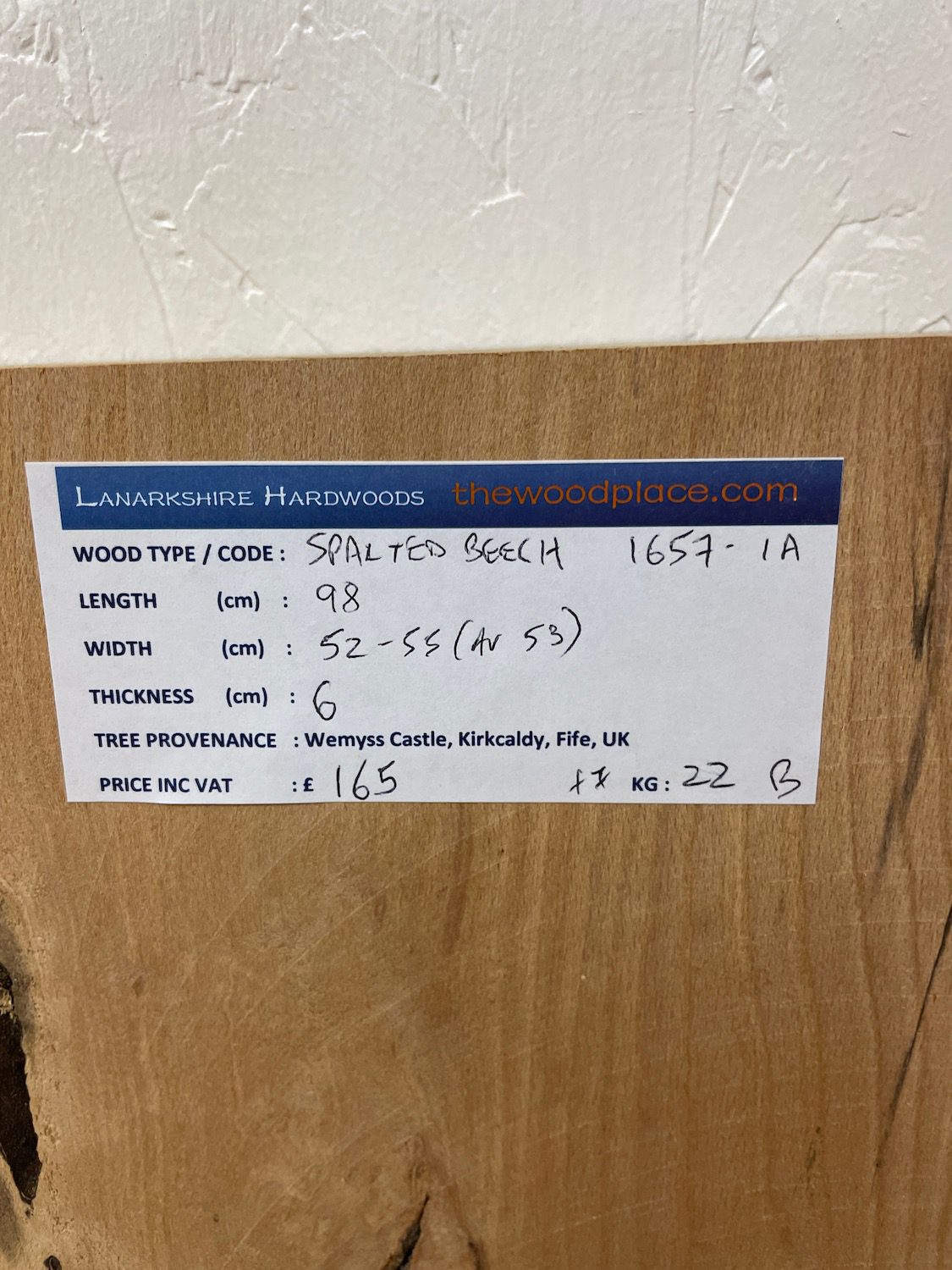 SPALTED BEECH Natural Waney Edge Slab Milled Finish Hardwood Board 1657-1A Thickness 6cm Kiln Dried Seasoned Live Edge Coffee Tabletops - Image 3