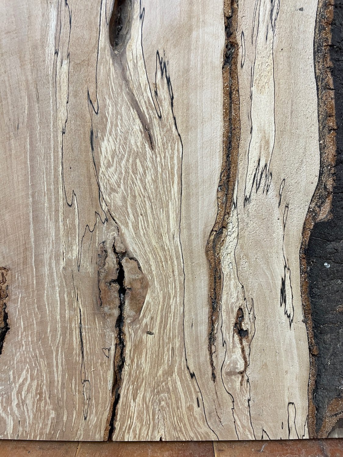 SPALTED BEECH Natural Waney Edge Slab Milled Finish Hardwood Board 1657-1A Thickness 6cm Kiln Dried Seasoned Live Edge Coffee Tabletops - Image 6