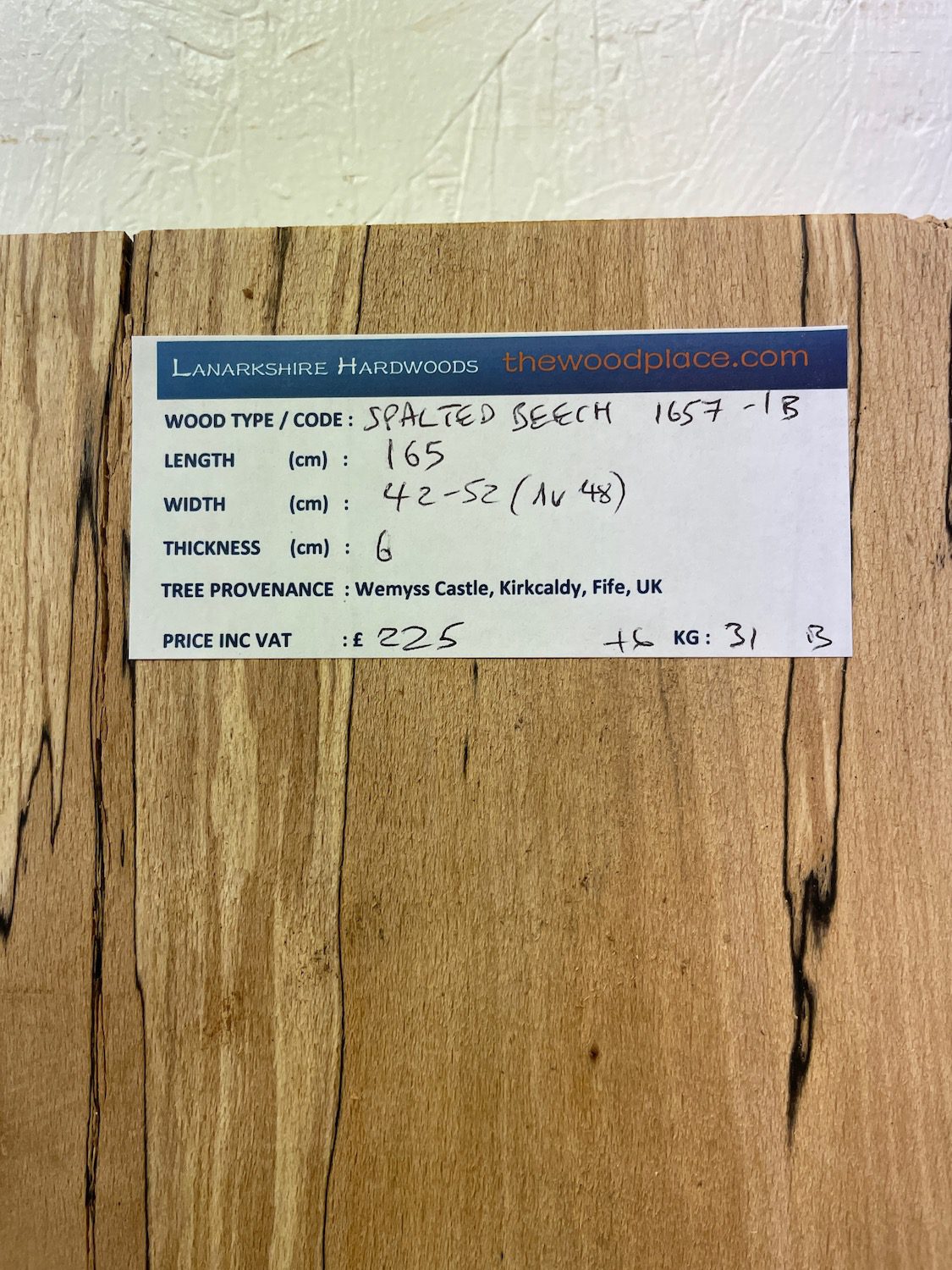 SPALTED BEECH Natural Waney Edge Slab Milled Finish Hardwood Board 1657-1B Thickness 6cm Kiln Dried Seasoned Live Edge - Image 3