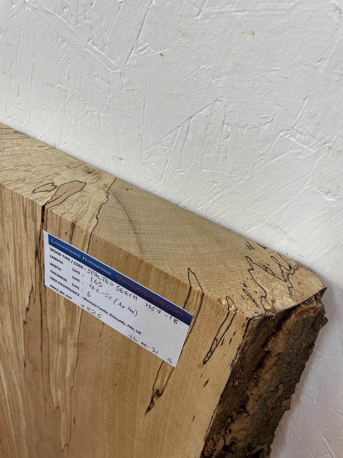 SPALTED BEECH Natural Waney Edge Slab Milled Finish Hardwood Board 1657-1B Thickness 6cm Kiln Dried Seasoned Live Edge - Image 8