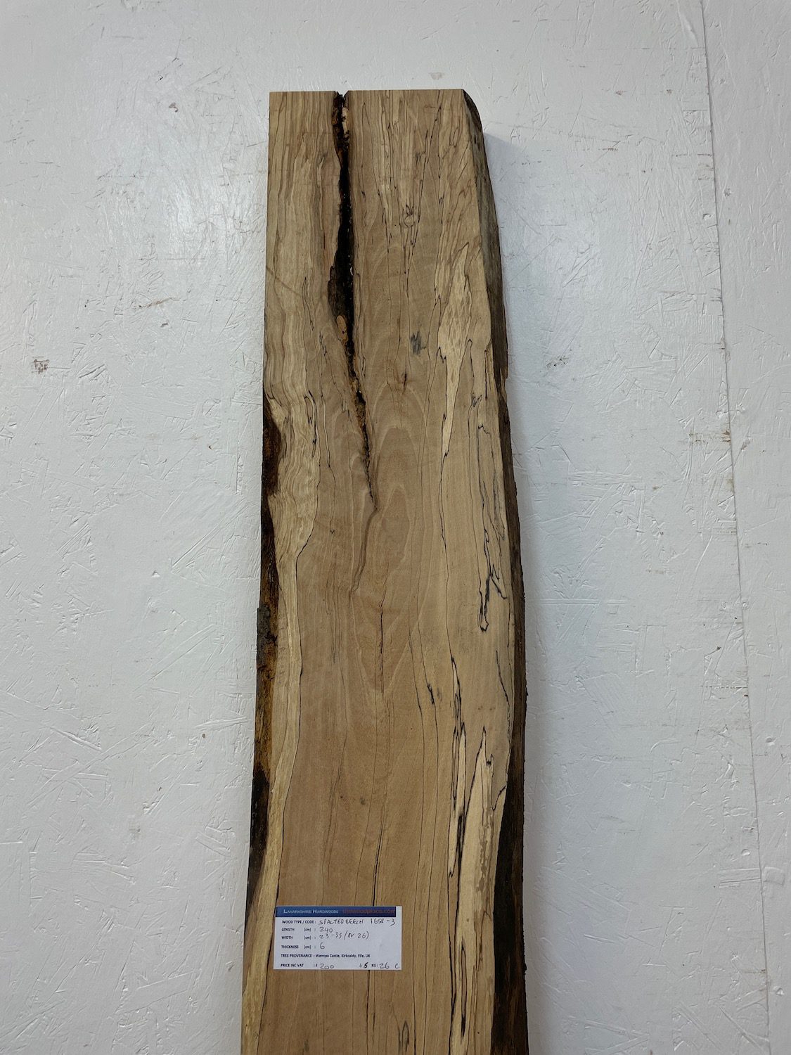 SPALTED BEECH Single Waney Natural Edge Milled Finish Hardwood Board 1658-3 Thickness 6cm Kiln Dried Seasoned Live Edge Shelves Mantels - Image 4