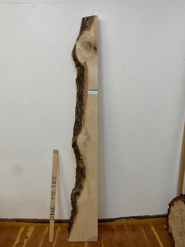 ASH Single Waney Edge Slab Planed Finish Hardwood Board 1656-7 Thickness 6.5cm Kiln Dried Seasoned Live Edge Wildwood Shelves Mantels