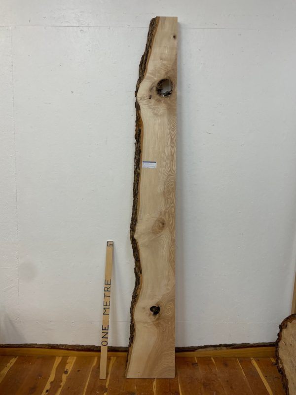 OLIVE ASH Single Waney Edge Slab Planed Finish Hardwood Board 1656-8 Thickness 6.5cm Kiln Dried Seasoned Live Edge Wildwood Shelves Mantels