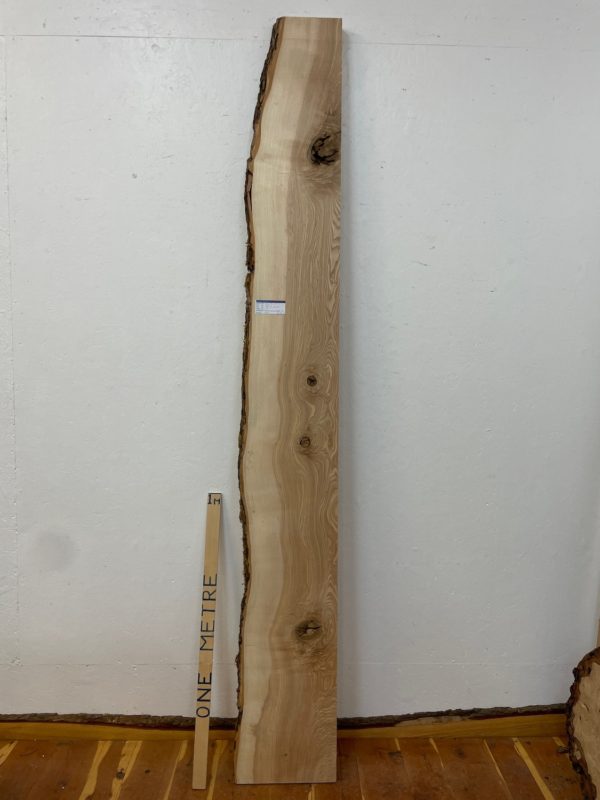 OLIVE ASH Single Waney Edge Slab Planed Finish Hardwood Board 1656-9 Thickness 6.5cm Kiln Dried Seasoned Live Edge Wildwood Shelves Mantels