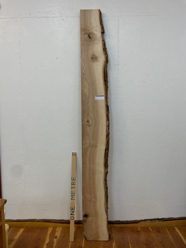 OLIVE ASH Single Waney Edge Slab Planed Finish Hardwood Board 1656-11 Thickness 6.5cm Kiln Dried Seasoned Live Edge Wildwood Shelves Mantels