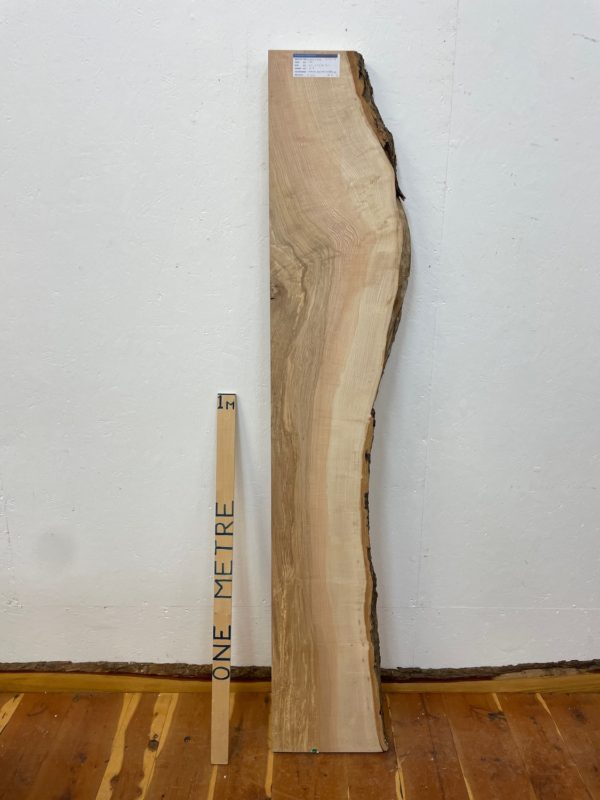 RIPPLED OLIVE ASH Single Waney Edge Slab Planed Finish Hardwood Board 1662-9 Thickness 6.5cm Kiln Dried Seasoned Live Edge Wildwood Shelves Mantels