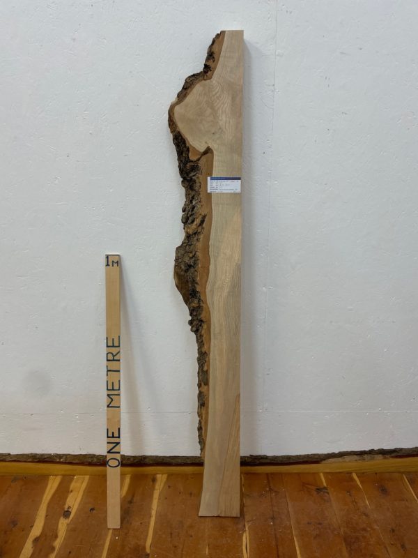 ASH Single Waney Edge Slab Planed Finish Hardwood Board 1666A-8 Thickness 6.5cm Kiln Dried Seasoned Live Edge Wildwood Shelves Mantels