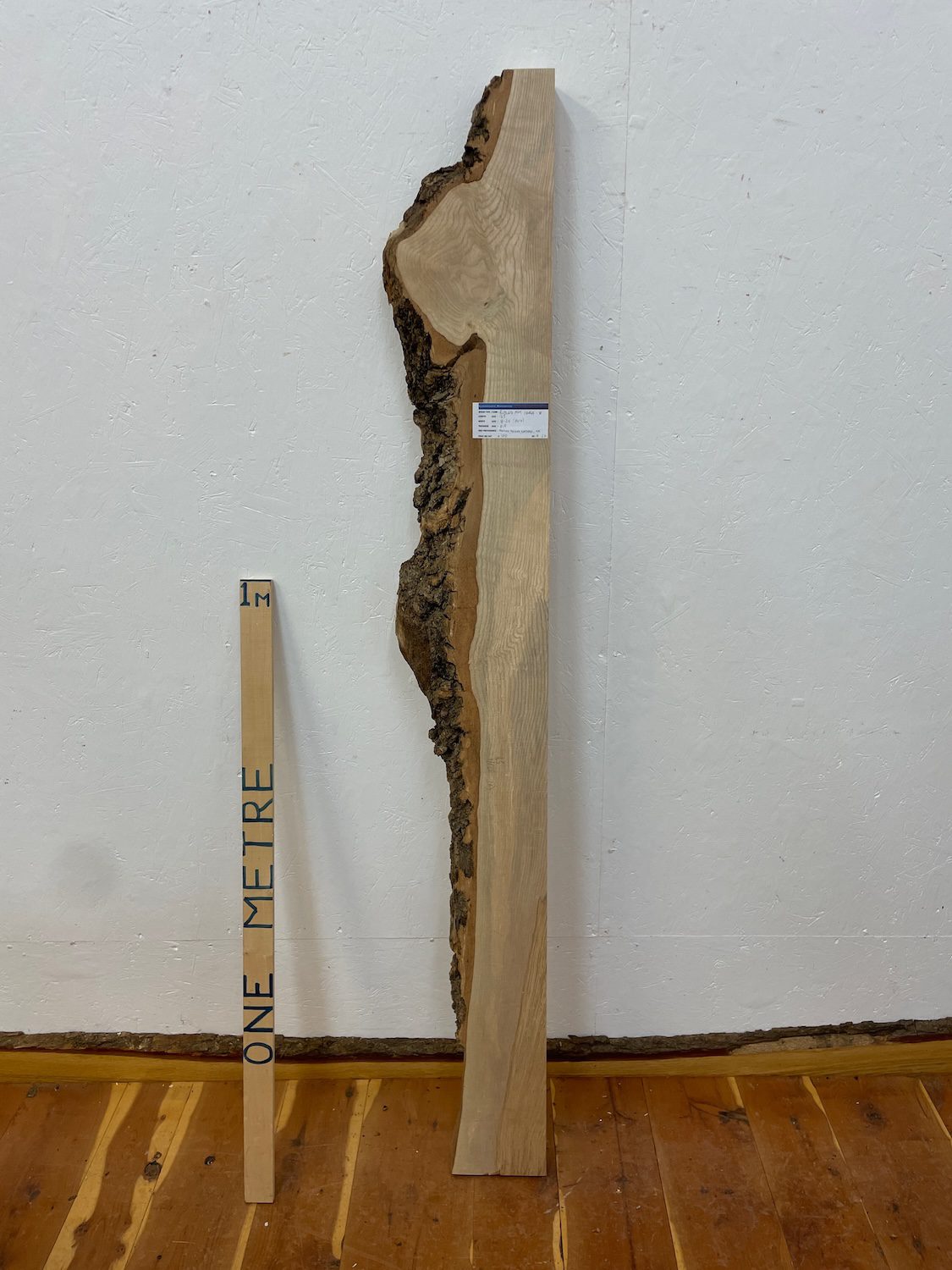 ASH Single Waney Edge Slab Planed Finish Hardwood Board 1666A-8 Thickness 6.5cm Kiln Dried Seasoned Live Edge Wildwood Shelves Mantels