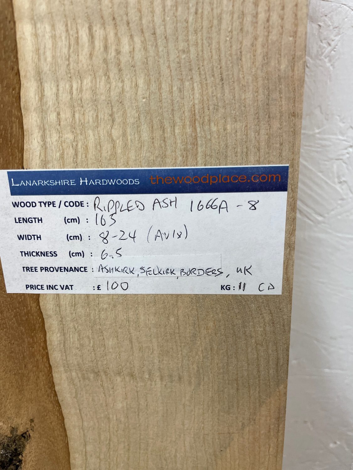 ASH Single Waney Edge Slab Planed Finish Hardwood Board 1666A-8 Thickness 6.5cm Kiln Dried Seasoned Live Edge Wildwood Shelves Mantels - Image 3