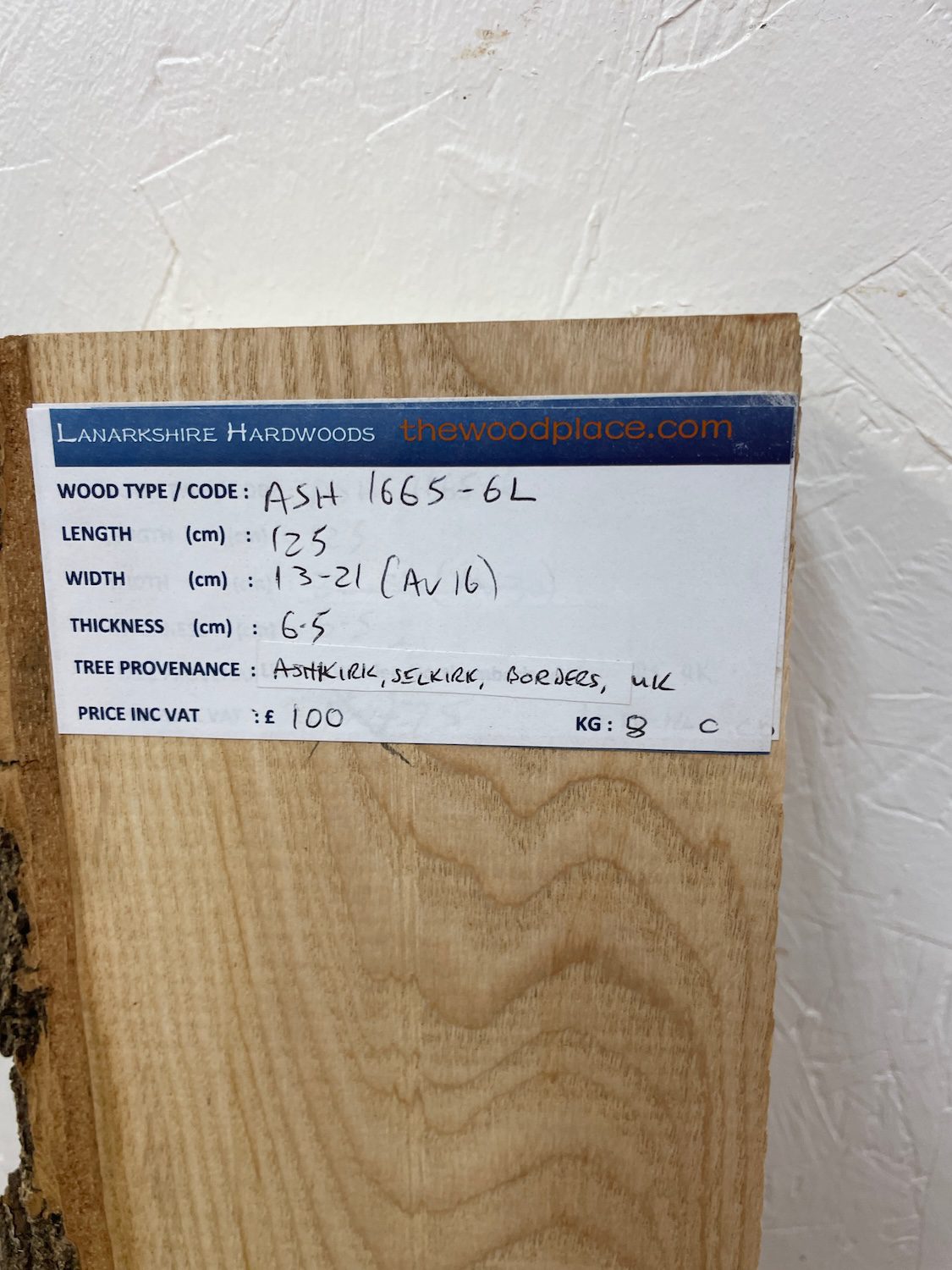 ASH Single Waney Edge Slab Planed Finish Hardwood Board 1665-6L Thickness 6.5cm Kiln Dried Seasoned Live Edge Wildwood Shelves Mantels - Image 3