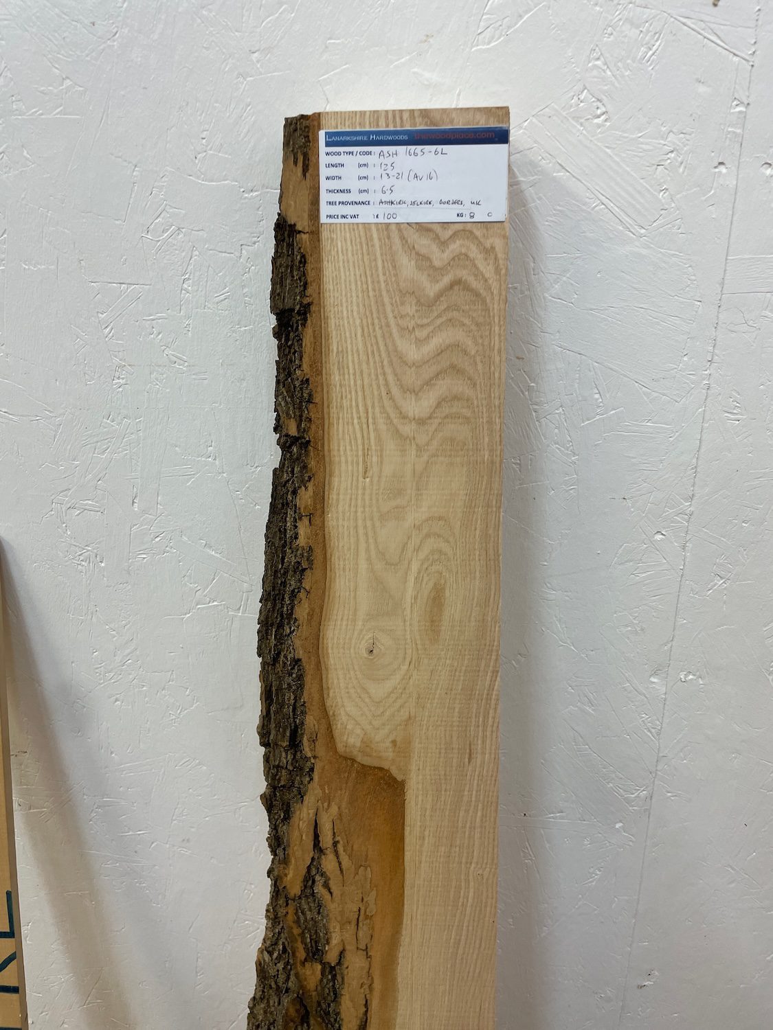 ASH Single Waney Edge Slab Planed Finish Hardwood Board 1665-6L Thickness 6.5cm Kiln Dried Seasoned Live Edge Wildwood Shelves Mantels - Image 4