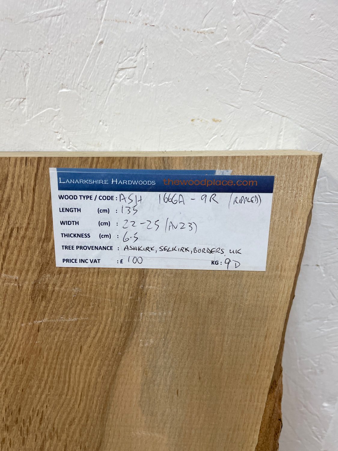 RIPPLED ASH Single Waney Edge Slab Planed Finish Hardwood Board 1666A-9R Thickness 6.5cm Kiln Dried Seasoned Live Edge Wildwood Shelves Mantels - Image 3