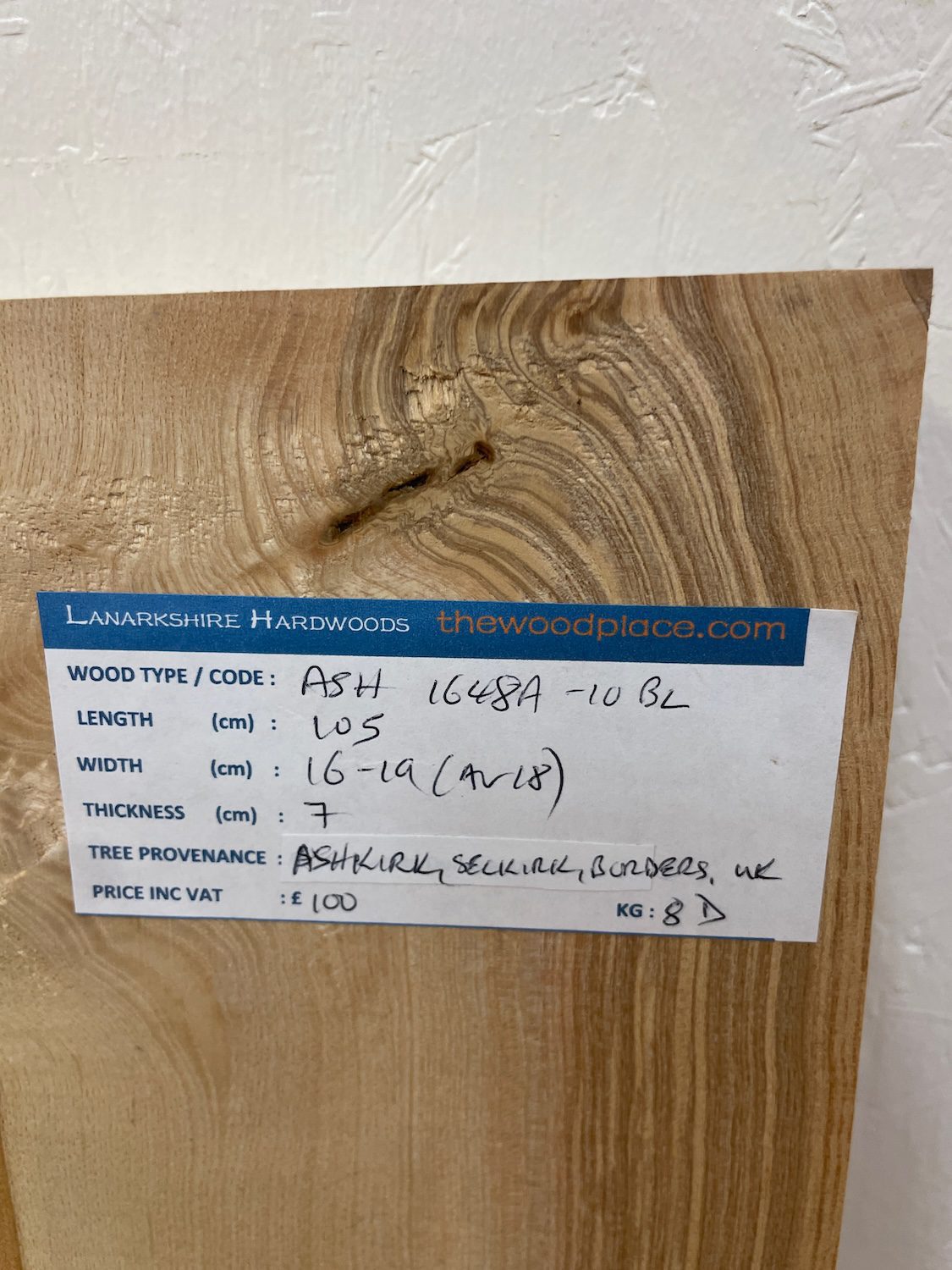 ASH Single Waney Edge Slab Planed Finish Hardwood Board 1648A-10BL Thickness 7cm Kiln Dried Seasoned Live Edge Wildwood Shelves Mantels - Image 3