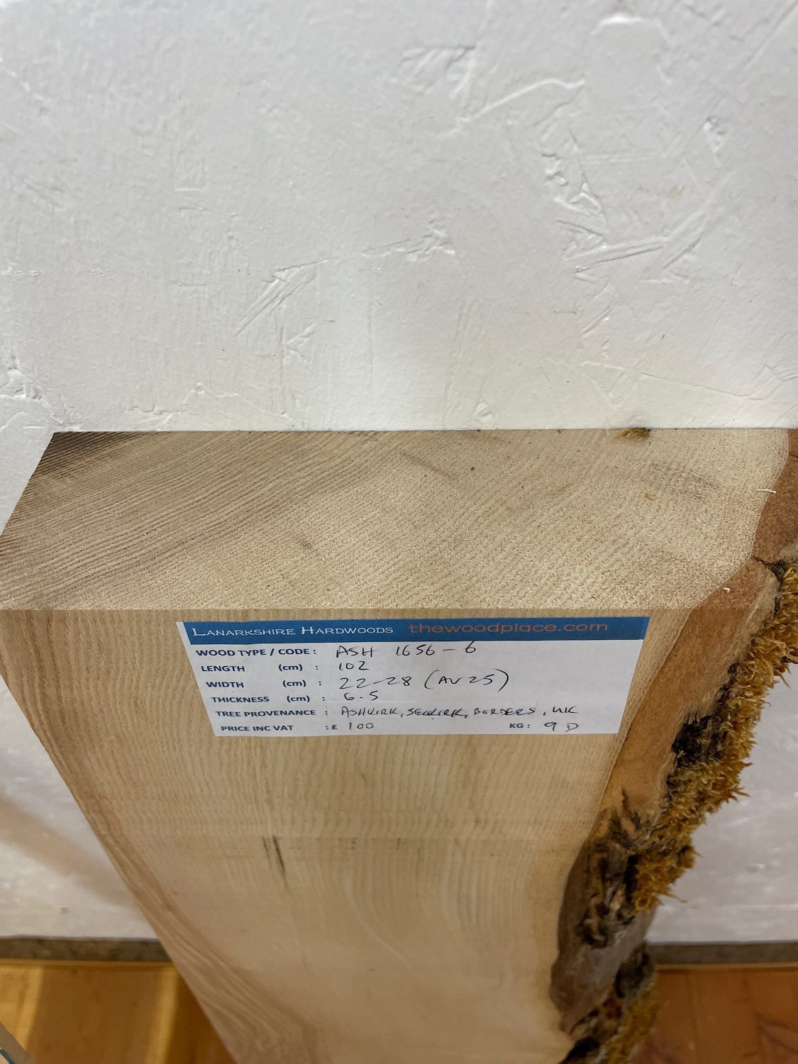 ASH Single Waney Edge Slab Planed Finish Hardwood Board 1656-6 Thickness 6.5cm Kiln Dried Seasoned Live Edge Wildwood Shelves Mantels - Image 6