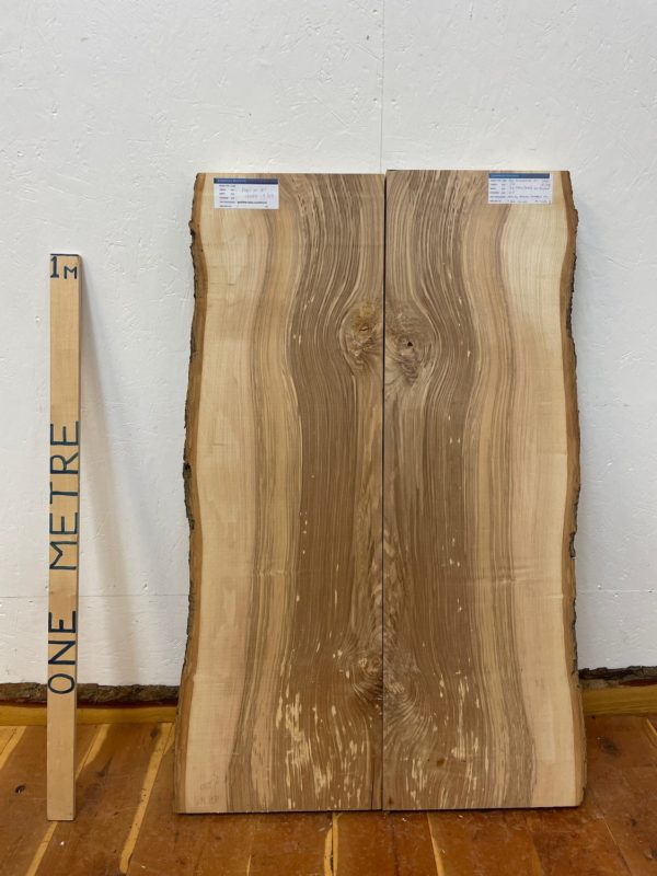 OLIVE ASH Bookmatched Set Natural Waney Edge Slabs Planed Finish Hardwood Boards 1648A-11B/12B Thickness 6.5cm Kiln Dried Seasoned Live Edge Coffee Tabletops Wildwood