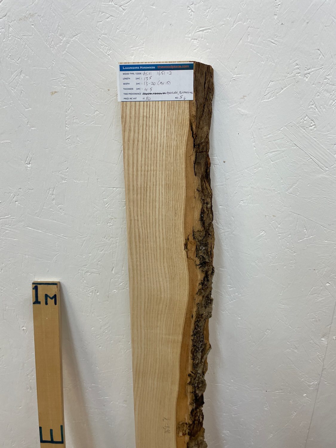 ASH Single Waney Edge Slab Planed Finish Hardwood Board 1651-7 Thickness 4.5cm Kiln Dried Seasoned Live Edge Wildwood Shelves Mantels - Image 4