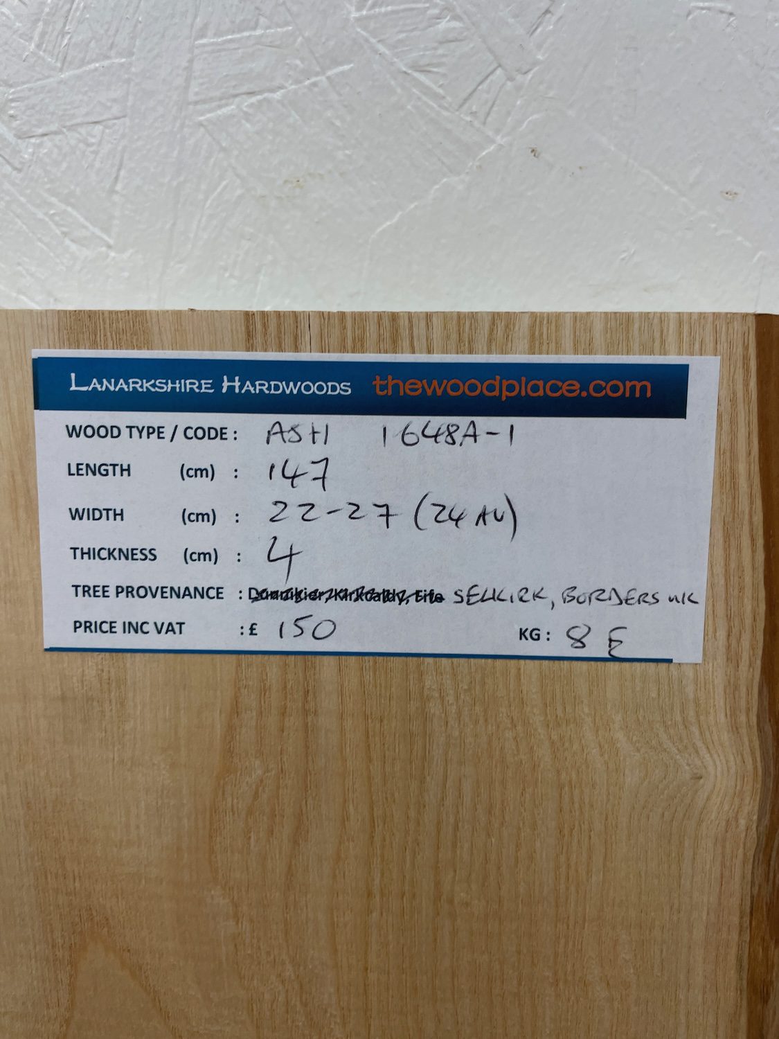 ASH Single Waney Edge Slab Planed Finish Hardwood Board 1648A-1 Thickness 4cm Kiln Dried Seasoned Live Edge Wildwood Shelves Mantels - Image 3