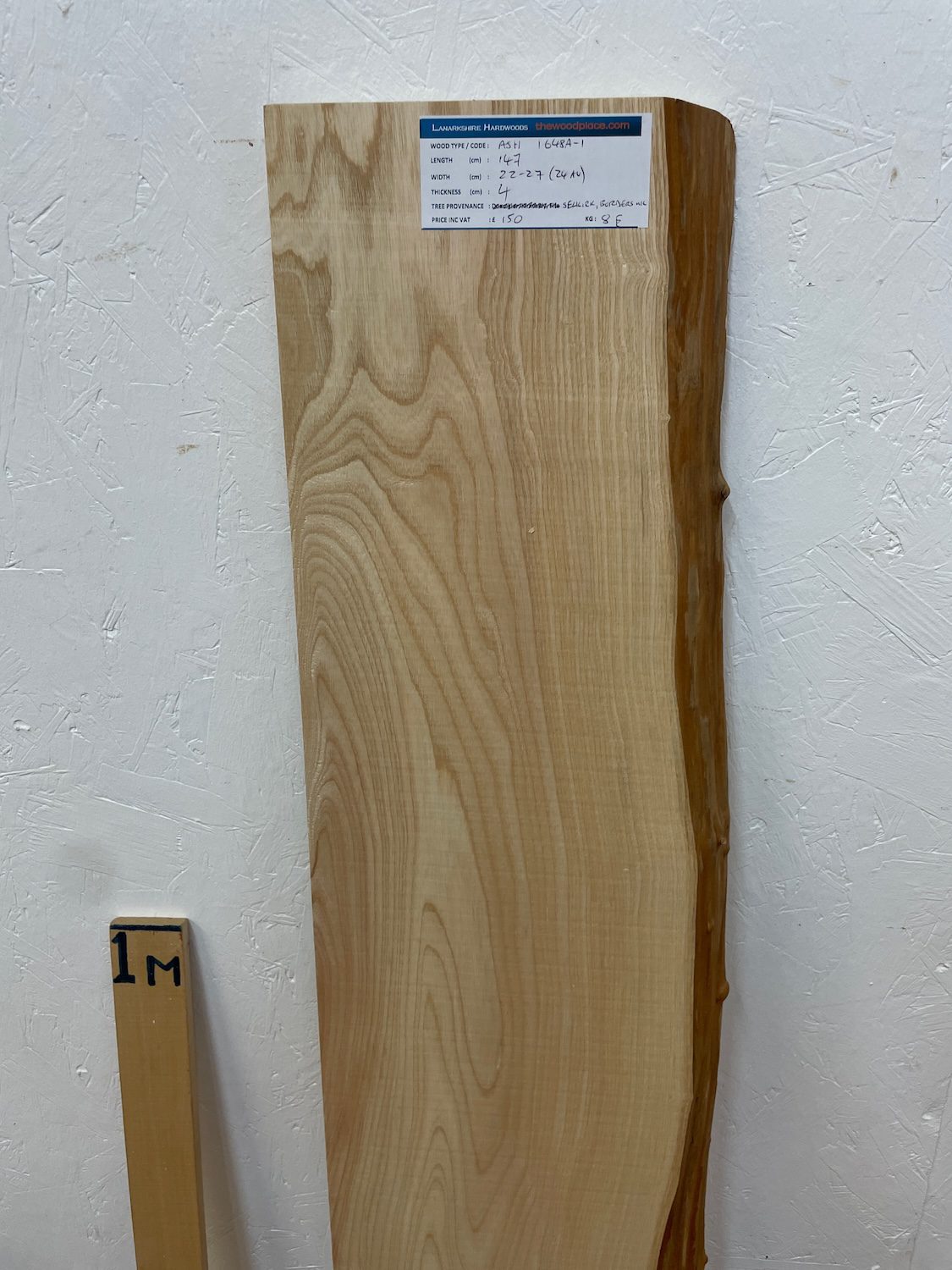 ASH Single Waney Edge Slab Planed Finish Hardwood Board 1648A-1 Thickness 4cm Kiln Dried Seasoned Live Edge Wildwood Shelves Mantels - Image 4
