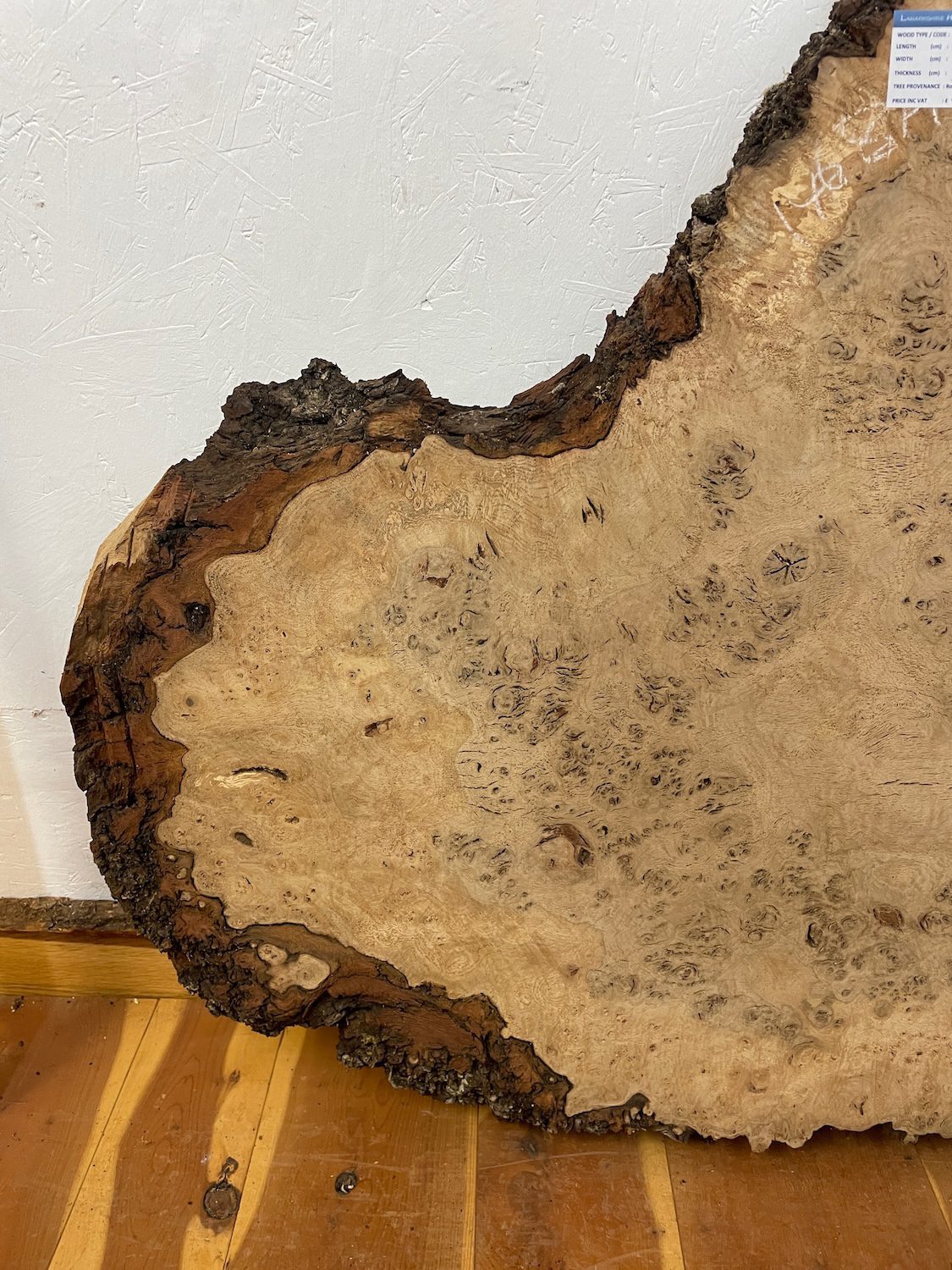 RIPPLE FIGURED BURR OAK Natural Waney Edge Slab Milled Finish Hardwood Board 1468A-3 Thickness 5cm Kiln Dried Seasoned Live Edge Coffee Tabletops Desks Wildwood Wallart - Image 4