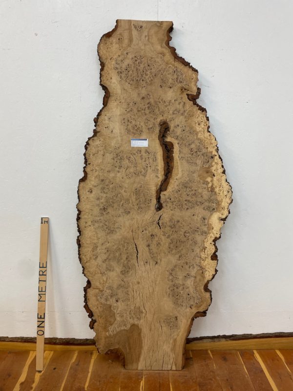 RIPPLE FIGURED BURR OAK Natural Waney Edge Slab Milled Finish Hardwood Board 1468A-15 Thickness 5cm Kiln Dried Seasoned Live Edge Coffee Tabletops Desks Wildwood Wallart Dining Tabletops