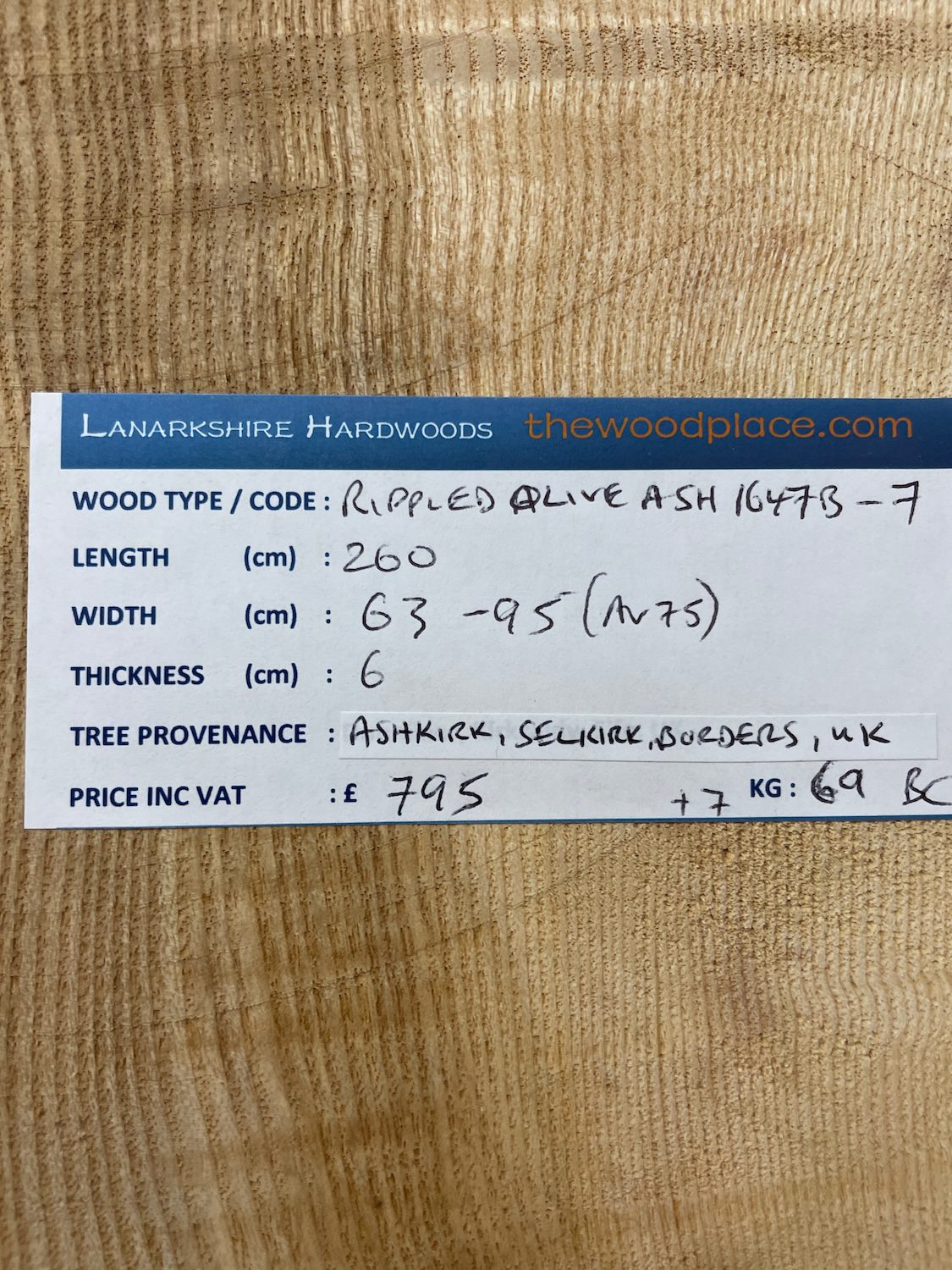 RIPPLE FIGURED OLIVE ASH Natural Waney Edge Slab Milled Finish Hardwood Board 1647B-7 Thickness 6cm Kiln Dried Seasoned Live Edge Desks Wildwood Dining Tabletops Coffee Tabletops Wallart - Image 3